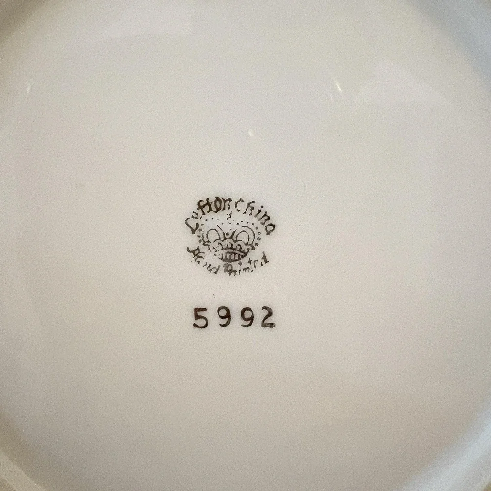 Vintage Lefton 25th Anniversary Pitcher &‎ Liner Bowl Silver White Porcelain MCM